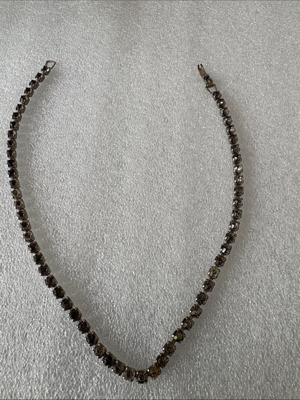 Crystal Tennis Necklace in Smoky Gray